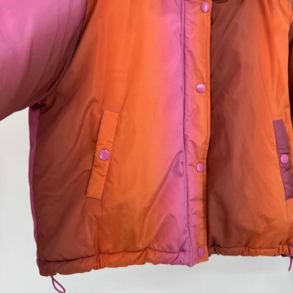 BDG Urban Outfitters Isla Funnel Neck Ombre Puffer Jacket Orange/Purple Small